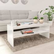 Table basse Blanc brillant 100 x 40 x 40 cm Aggloméré ,design élégant,pour Salon