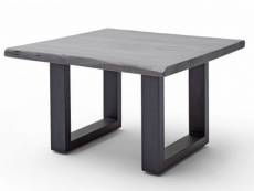 Table basse en bois d'acacia massif gris et acier anthracite