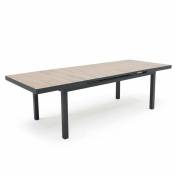 Table extensible aluminium et céramique imitation bois - Tivoli - Bois Clair