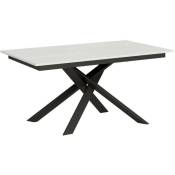 Table extensible design 160 à 220 cm blanc et pieds entrelacés métal anthracite Gary