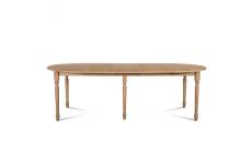 Table ronde en bois 6 pieds tournés D105 + 3 rallonges bois