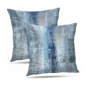 Taie d'oreiller d'art abstrait bleu et gris, décor