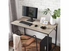 Vasagle bureau, table, poste de travail, 120 x 60 x 75 cm, pour bureau, salon, chambre, assemblage simple, métal, style industriel, grège et noir lwd0