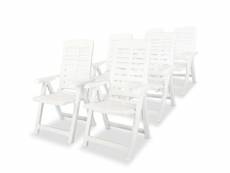 Vidaxl chaises inclinables de jardin 6 pcs plastique blanc 275068