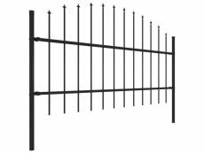 Vidaxl clôture de jardin à dessus en lance acier (0,75-1)x15,3 m noir 277720