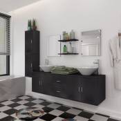Vidaxl - Meuble de salle de bain 11 pcs avec lavabo et robinet Noir