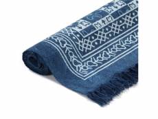 Vidaxl tapis kilim coton 160 x 230 cm avec motif bleu
