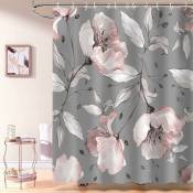 Xinuy - légant rose Floral rideau de douche gris feuille