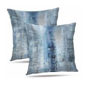 Xinuy - Taie d'oreiller d'art abstrait bleu et gris, décor moderne de galerie Housse de coussin pour chambre à coucher, canapé, salon 45,72 x 45,72