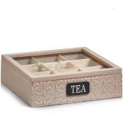 Zeller - Boîte à thé en bois, 9 compartiments