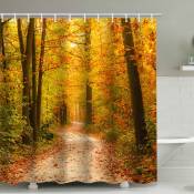 1 pc automne feuilles d'automne rideau de douche tissu jaune bain décor 71 'x 71'