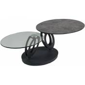 Altobuy - vitak - Table Basse Ovale Plateaux Verre et Céramique Gris - Gris