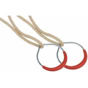 Anneaux de gymnastique en métal avec corde (Lot de