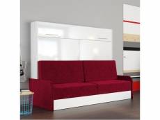 Armoire lit escamotable vertigo sofa façade blanc brillant canapé accoudoirs rouge 160*200 cm 20100991112