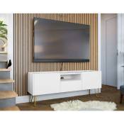 Bestmobilier - Cali - meuble tv - effet marbre - 144 cm - blanc / doré - Blanc / Doré