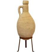 Biscottini - Ancienne amphore avec anses en terre cuite et base de vase en fer