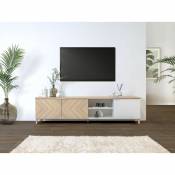 Bobochic - Meuble tv xs - Meuble tv avec niches 200 cm bacara bois clair Blanc - Blanc