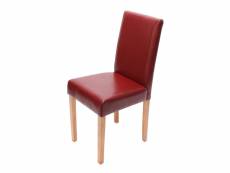 Chaise de salle à manger littau, chaise de cuisine, cuir ~ rouge, pieds clairs