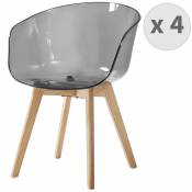 Chaise design polycarbonate smoke pieds chêne (x4)