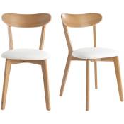 Chaises vintage en bois clair chêne et blanc (lot de 2) DOVE - Blanc