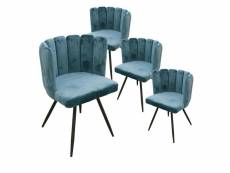Charlotte - lot de 4 chaises velours bleu