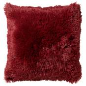 Coussin - rouge fausse fourrure 60x60 cm uni