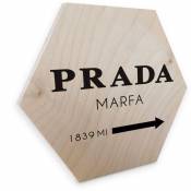 Décoration panneau hexagonal en bois de bouleau naturel Prada Marfa Fashion Vintage Déco 35x30cm