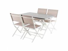 Ensemble d'extérieur,table pliante 120cm et 4 chaises pliantes,blanc assises R51617213