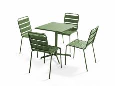 Ensemble table de jardin carrée et 4 chaises vert cactus - palavas