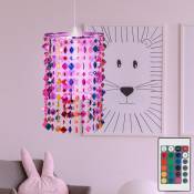 Etc-shop - Lampe à suspension suspension lumière chambre d'enfant salon télécommande colorée rgb led, métal textile, 1x led rgb blanc chaud, DxH