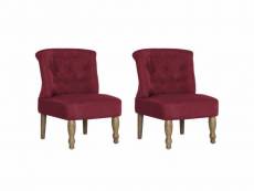 Fauteuil chaise siège lounge design club sofa salon s françaises 2 pcs rouge bordeaux tissu helloshop26 1102259