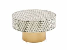 Finebuy table basse de salon résine synthétique et métal 60x60x35 cm ronde | petite table de canapé blanc | design table d'appoint style moderne
