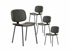 Gary - lot de 4 chaises en simili cuir gris anthracite