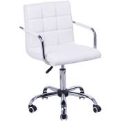 Homcom - Chaise de bureau fauteuil manager pivotant hauteur réglable revêtement synthétique capitonné blanc