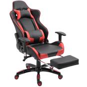 HOMCOM Chaise gaming fauteuil de bureau revêtement synthétique hauteur réglable repose-pieds télescopique 69 x 70 x 134 cm noir