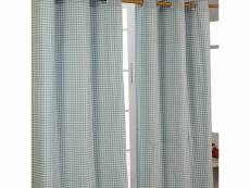 Homescapes rideaux vichy bleu à oeillets 100% coton 137 x 228 cm SF1124C
