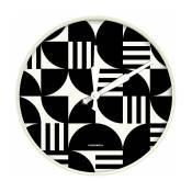Horloge murale noire et blanche Swiss Geometric Bauhaus
