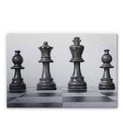 K&l Wall Art - Image en métal Queens Gambit effet argenté Pièce de jeu d'échecs Roi Déco Vintage Alu-Dibond 100x70 cm - argent