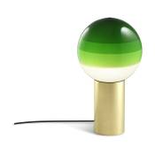 Lampe de bureau en métal et verre soufflé vert et