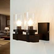 Licht-erlebnisse - Applique vintage creag bois métal verre décoratif - noir, marron