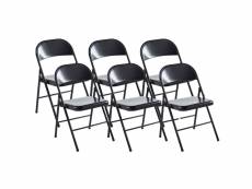 Lot de 6 chaise pliante en métal coloris noir - longueur