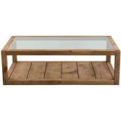 Made In Meubles - Table basse en bois recyclé et verre Blaise - Bois clair