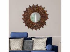 Miroir mural décoratif brun, ø 74 cm, en verre avec cadre en métal 390002774