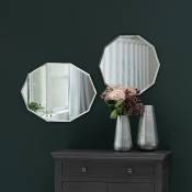 Miroir ovale décagonal biseauté Léonie 59 x 44 cm - Blanc