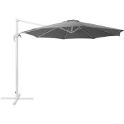Parasol de Jardin 300 cm en Aluminium et Tissu Gris Foncé à Manivelle Design Savona