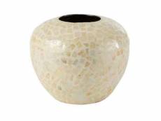 Paris prix - vase boule motif mosaïque "nuye" 26cm ivoire
