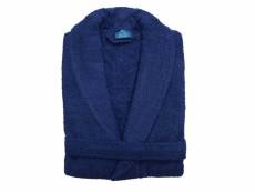 "peignoir de bain col châle 100 % coton coloris - bleu marine/navy blue, taille - xxl"