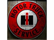 "plaque international motor truck 60cm tole deco garage