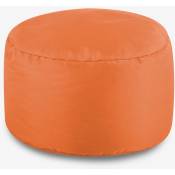 Pouf Rond, Repose-Pieds - 38cm x 20cm - Textile Tissé, Résistant à l'eau, Poufs d'intérieur et d'extérieur, Orange - Orange - Veeva