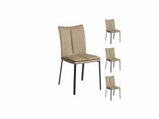Quatuor de chaises simili cuir taupe - tucson - l 46 x l 52 x h 85 cm - neuf